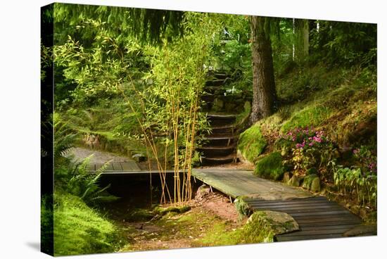 The Way to the Meditation Hall (Dojo) in the Garden of Zen Temple Ryumonji-null-Stretched Canvas