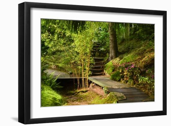 The Way to the Meditation Hall (Dojo) in the Garden of Zen Temple Ryumonji-null-Framed Premium Photographic Print