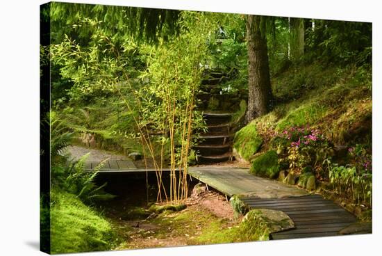 The Way to the Meditation Hall (Dojo) in the Garden of Zen Temple Ryumonji-null-Stretched Canvas