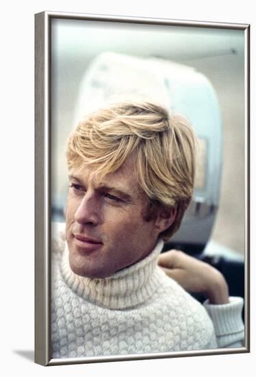 The Way We Were, Robert Redford, Directed by Sydney Pollack on the Set, 1973-null-Framed Photo