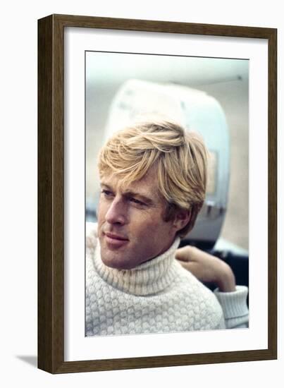 The Way We Were, Robert Redford, Directed by Sydney Pollack on the Set, 1973-null-Framed Photo