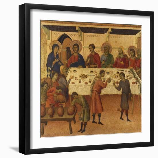 The Wedding at Cana, Detail of Tile from Episodes from Christ's Passion and Resurrection-Duccio Di buoninsegna-Framed Giclee Print