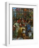 The Wedding at Cana, Servants Pouring the Water, Miraculously Changed into Wine-Paolo Veronese-Framed Giclee Print