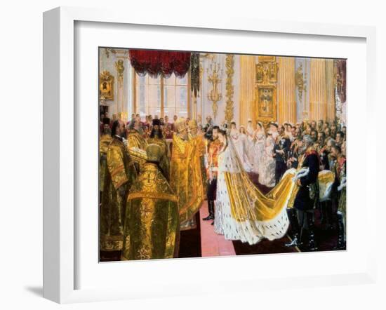 The Wedding of Tsar Nicholas II and the Princess Alix of Hesse-Darmstadt on November 26, 1894-Laurits Regner Tuxen-Framed Giclee Print