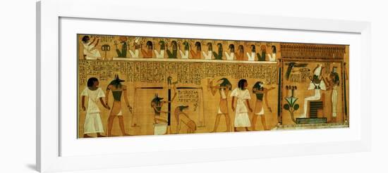 The Weighing of the Heart Against Maat's Feather of Truth, New Kingdom, circa 1275 BC (Papyrus)-null-Framed Giclee Print