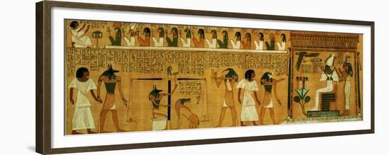 The Weighing of the Heart Against Maat's Feather of Truth, New Kingdom, circa 1275 BC (Papyrus)-null-Framed Giclee Print