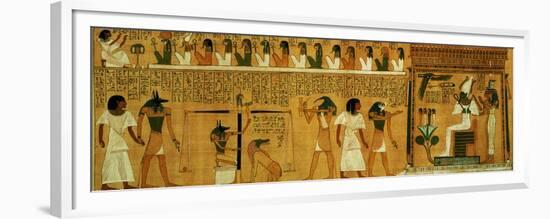 The Weighing of the Heart Against Maat's Feather of Truth, New Kingdom, circa 1275 BC (Papyrus)-null-Framed Giclee Print