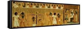 The Weighing of the Heart Against Maat's Feather of Truth, New Kingdom, circa 1275 BC (Papyrus)-null-Framed Stretched Canvas