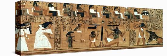 The Weighing of the Heart Against the Feather of Truth, circa 1250 BC (Painted Papyrus)-null-Stretched Canvas