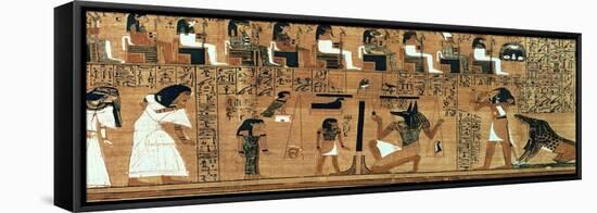The Weighing of the Heart Against the Feather of Truth, circa 1250 BC (Painted Papyrus)-null-Framed Stretched Canvas