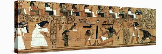 The Weighing of the Heart Against the Feather of Truth, circa 1250 BC (Painted Papyrus)-null-Stretched Canvas