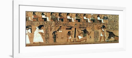 The Weighing of the Heart Against the Feather of Truth, circa 1250 BC (Painted Papyrus)-null-Framed Giclee Print