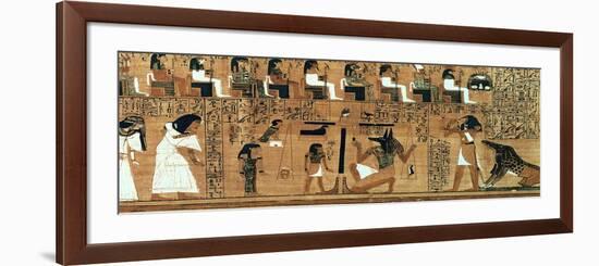 The Weighing of the Heart Against the Feather of Truth, circa 1250 BC (Painted Papyrus)-null-Framed Giclee Print