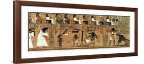 The Weighing of the Heart Against the Feather of Truth, circa 1250 BC (Painted Papyrus)-null-Framed Giclee Print