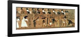 The Weighing of the Heart Against the Feather of Truth, circa 1250 BC (Painted Papyrus)-null-Framed Giclee Print