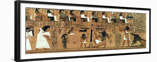 The Weighing of the Heart Against the Feather of Truth, circa 1250 BC (Painted Papyrus)-null-Framed Giclee Print