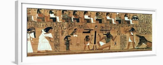 The Weighing of the Heart Against the Feather of Truth, circa 1250 BC (Painted Papyrus)-null-Framed Giclee Print