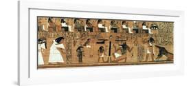 The Weighing of the Heart Against the Feather of Truth, circa 1250 BC (Painted Papyrus)-null-Framed Giclee Print