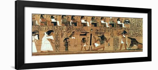 The Weighing of the Heart Against the Feather of Truth, circa 1250 BC (Painted Papyrus)-null-Framed Giclee Print