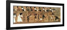 The Weighing of the Heart Against the Feather of Truth, circa 1250 BC (Painted Papyrus)-null-Framed Giclee Print