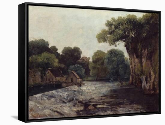 The Weir at the Mill, 1866-Gustave Courbet-Framed Stretched Canvas