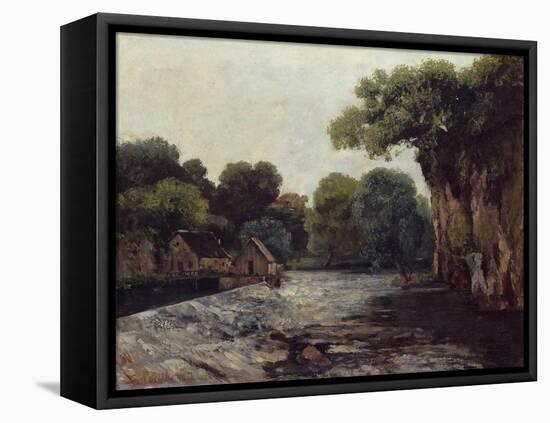 The Weir at the Mill, 1866-Gustave Courbet-Framed Stretched Canvas