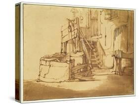 The Well in Front of the Farmhouse-Rembrandt van Rijn-Stretched Canvas