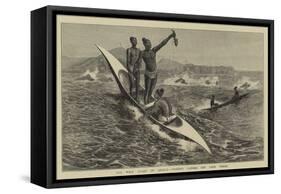 The West Coast of Africa, Fishing Canoes Off Cape Verde-Charles Edwin Fripp-Framed Stretched Canvas