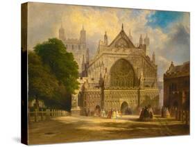 The West Front of Exeter Cathedral, C.1860-F. J. Corri-Stretched Canvas