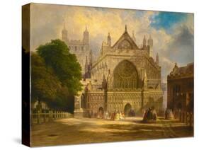 The West Front of Exeter Cathedral, C.1860-F. J. Corri-Stretched Canvas