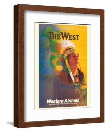 USA Native American Chief Vintage Airline Travel Art Poster Print 