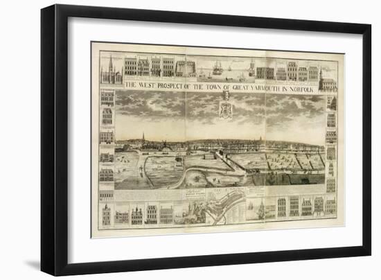 The West Prospect of the Town of Great Yarmouth in Norfolk, Engraved by John Harris (Fl.1686-1740)-J. Corbridge-Framed Giclee Print