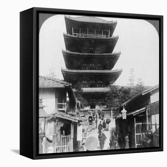 The West Side of the Five-Storey Yasaka Pagoda, Kyoto, Japan, 1904-Underwood & Underwood-Framed Stretched Canvas