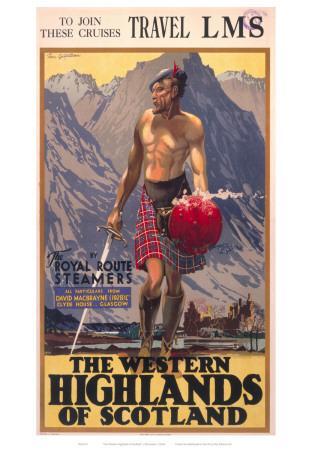 Scotland Scottish Western Highlands Vintage Great Britain Rail Travel Poster 