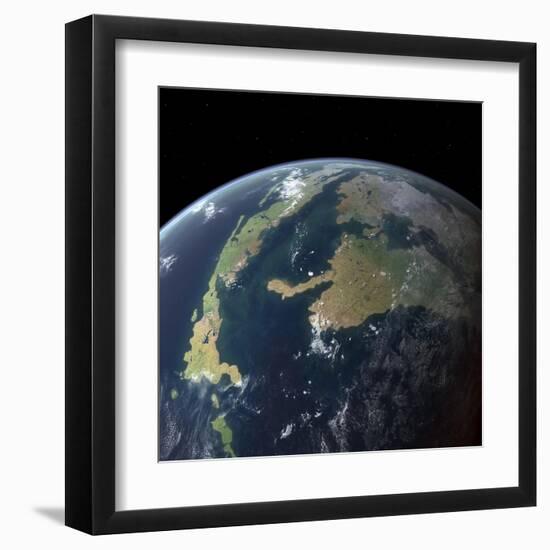 The Western Interior Seaway as Seen 75 Million Years Ago from Earth Orbit-null-Framed Art Print