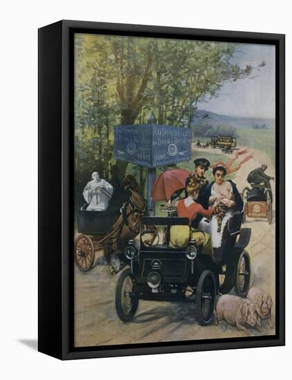 The Wet Nurse, 1900 Poster by Wilhio of Paris for De Dion Bouton Automobiles-null-Framed Stretched Canvas