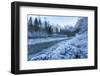 The Wetterhorn and frosted river, Grindelwald village, Jungfrau region, Bernese Oberland, Swiss Alp-Frank Fell-Framed Photographic Print