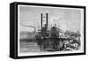 The Wharf Boat on the Ohio River, at Cincinnati.-null-Framed Stretched Canvas