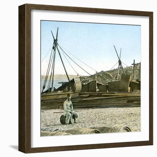 The Wharves, French Soldier, Canton (China)-Leon, Levy et Fils-Framed Photographic Print