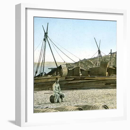 The Wharves, French Soldier, Canton (China)-Leon, Levy et Fils-Framed Photographic Print