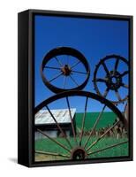 The Wheel Fence and Barn, Uniontown, Whitman County, Washington, USA-Brent Bergherm-Framed Stretched Canvas