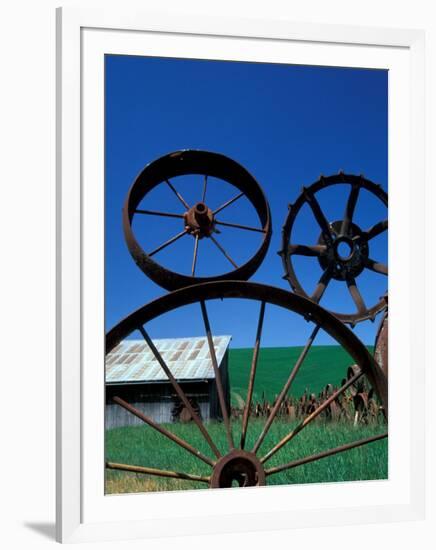 The Wheel Fence and Barn, Uniontown, Whitman County, Washington, USA-Brent Bergherm-Framed Photographic Print