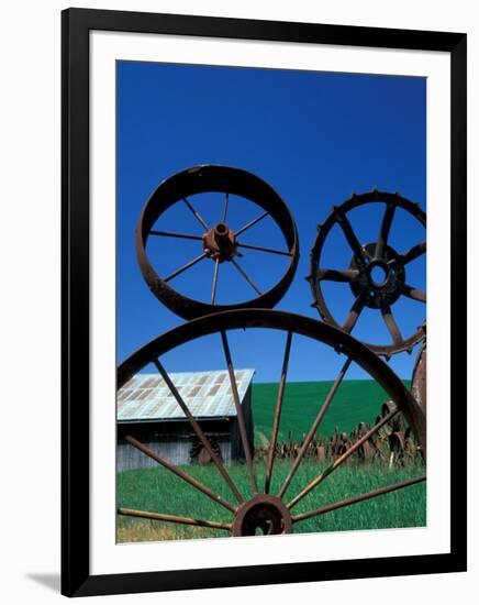 The Wheel Fence and Barn, Uniontown, Whitman County, Washington, USA-Brent Bergherm-Framed Photographic Print