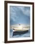 The White Boat in Sunset-Carlos Casamayor-Framed Art Print