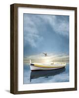 The White Boat in the Sunset-Carlos Casamayor-Framed Giclee Print