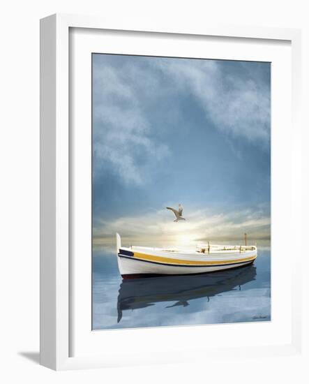 The White Boat in the Sunset-Carlos Casamayor-Framed Giclee Print