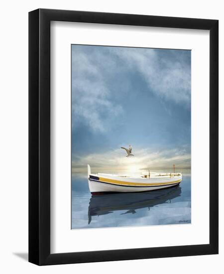 The White Boat in the Sunset-Carlos Casamayor-Framed Giclee Print