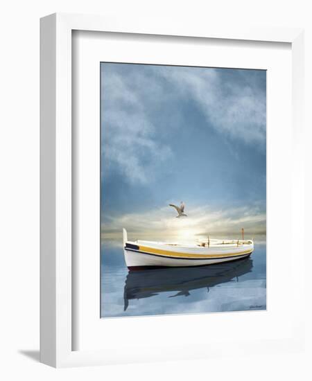 The White Boat in the Sunset-Carlos Casamayor-Framed Giclee Print