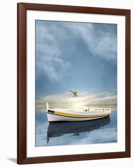 The White Boat in the Sunset-Carlos Casamayor-Framed Giclee Print