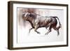 The White Bull, 2022, (charcoal and pastel on paper)-Mark Adlington-Framed Giclee Print